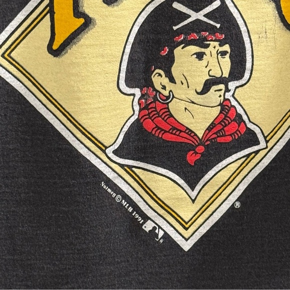 Nutmeg Vintage Medium Black MLB Pittsburgh Pirates T-Shirt Single Stitch 1991 - Picture 7 of 7